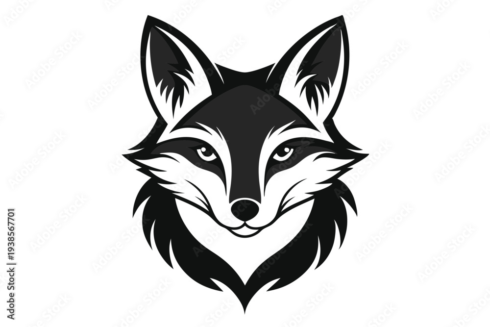 Obraz premium fox head silhouette line art vector illustration with a white background