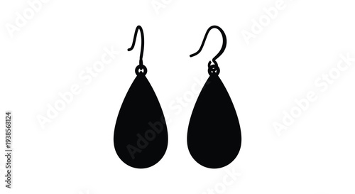 A minimalist depiction of two teardrop earrings against a white background presented as a striking silhouette high quality professional