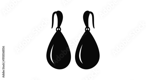 A pair of elegant black teardrop earrings are displayed against a stark white background a striking silhouette high quality