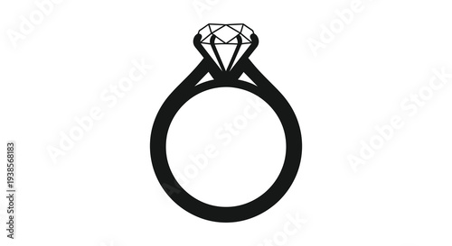 A detailed black outline depicts a diamond engagement ring showcasing elegance and commitment as a symbol silhouette high quality professional
