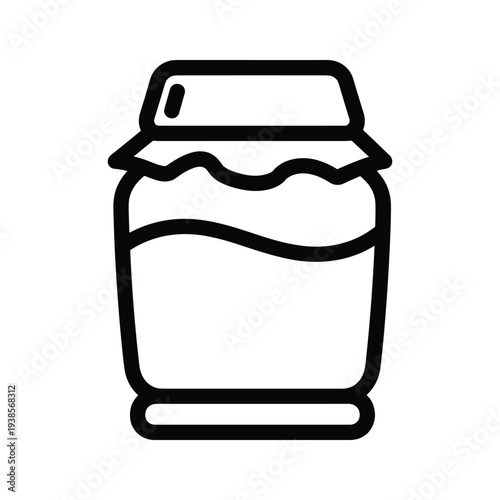 Minimalist Preserve Jar Icon - Black and White Line Art Vector Illustration