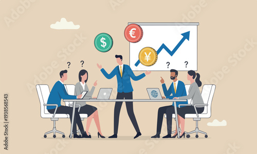 Forex, foreign fall teams together economic speculation concept, businessman expert juggling money currency coins, dollar, euro, pound, japan yen and Korean won