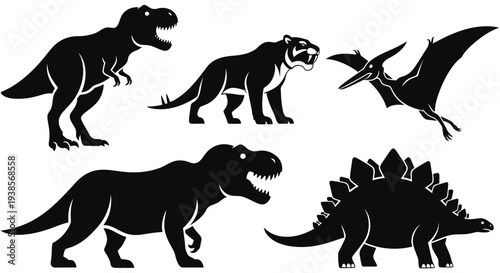 Prehistoric Animals Silhouettes Set: Dinosaurs and Ancient Beasts Collection