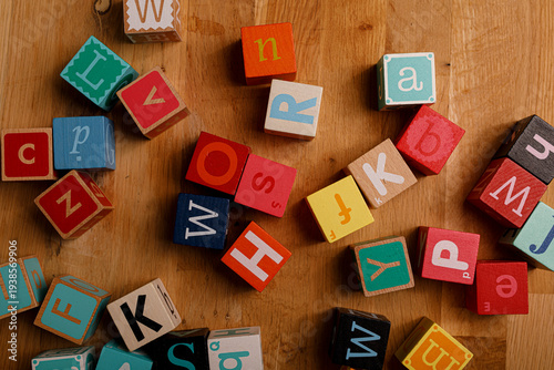 Colorful wooden alphabet bl...