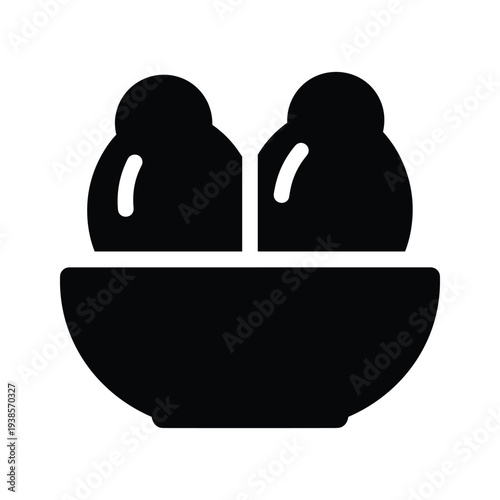 Ice Cream Bowl Icon Minimalist Black and White Dessert Scoop Silhouette Vector Illustration