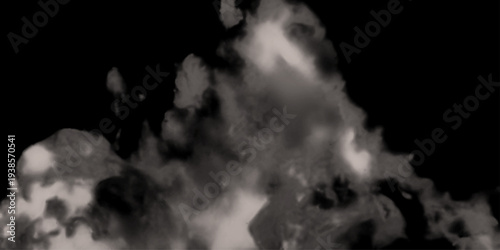 White cloud with black background. Textured cloud, Abstract black, isolated on black background. White Cloud Isolated on Black Background. Good for Atmosphere Creation. Graphic Design Resource