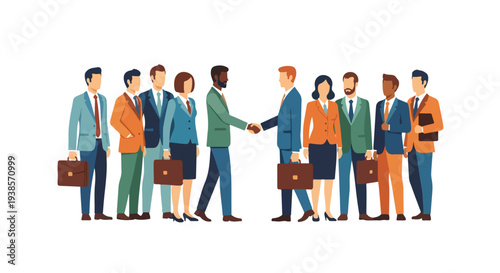 Business handshake team greeting vector illustration isolated