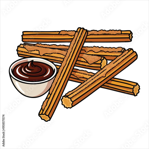 Churros art dessert illustration image