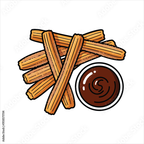 Churros art dessert illustration image
