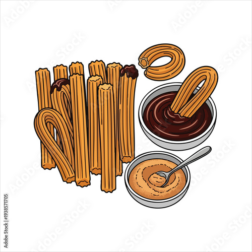 Churros art dessert illustration image