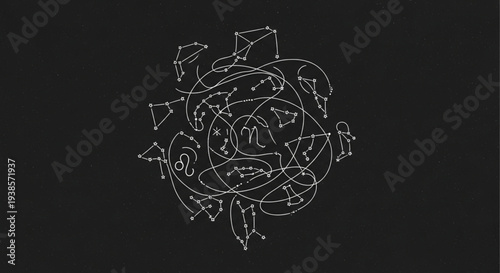 Celestial Constellation Map Intertwined Cosmic Design.