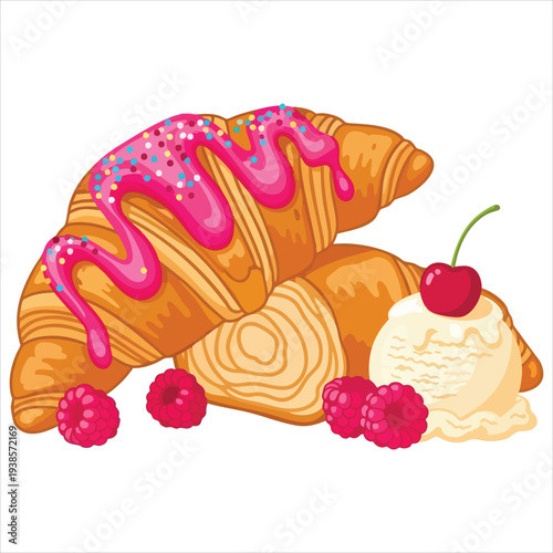 Croissant art dessert illustration