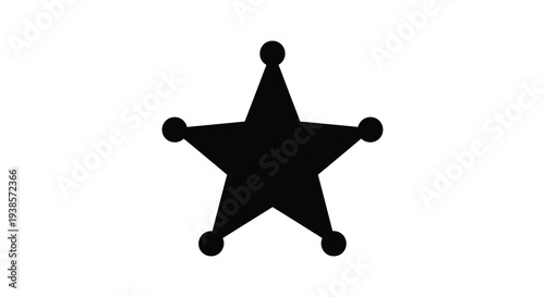 A stark black silhouette of a traditional five pointed sheriff s star is prominently displayed on a white background silhouette
