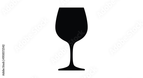 A striking black silhouette depicts a classic wine glass elegantly shaped for red or white wine silhouette high quality