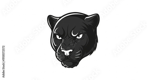 Fierce Black Panther Head Illustration with Intense Gaze.