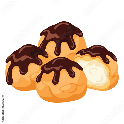 Profiteroles dessert art illustration