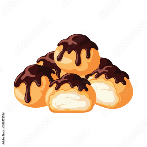 Profiteroles dessert art illustration
