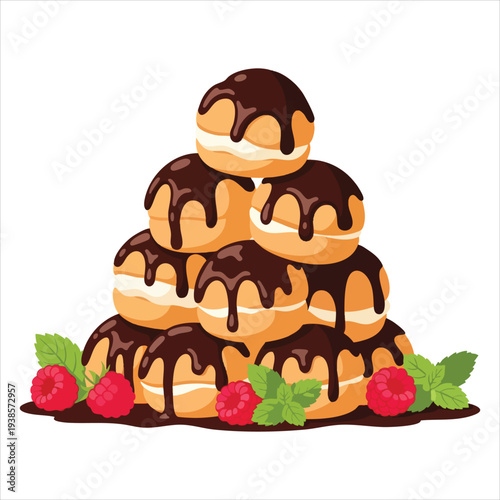 Profiteroles dessert art illustration