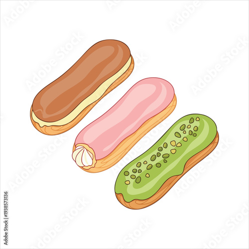 Éclair art dessert illustration image