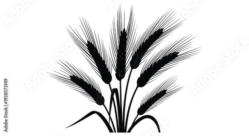 A striking arrangement of wheat stalks detailed and sharply defined presents a bold black silhouette high quality professional modern