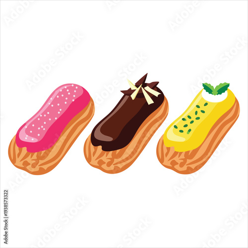 Éclair art dessert illustration image