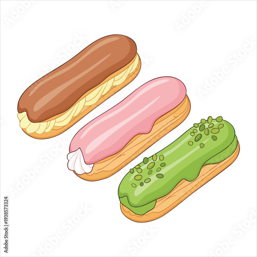 Éclair art dessert illustration image