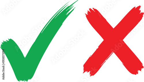 Green checkmark and red x symbols on white background