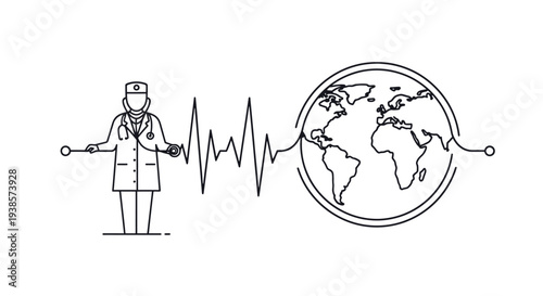 Doctor with stethoscope examining the world health.