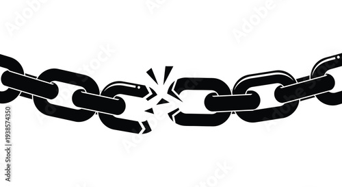 A stark depiction of a broken metal chain symbolizing freedom or constraint presented as a silhouette high quality professional