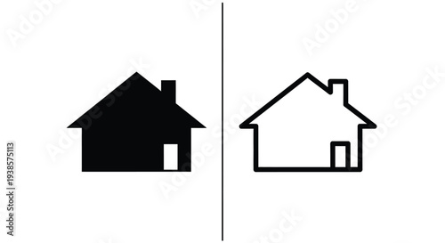 Minimalist house icons contrast Vector