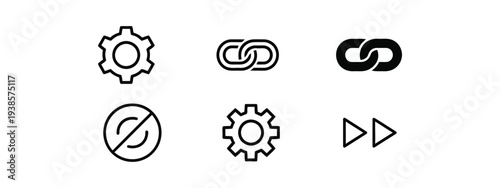 Hyperlink connection and system configuration outline icons for network and software setup