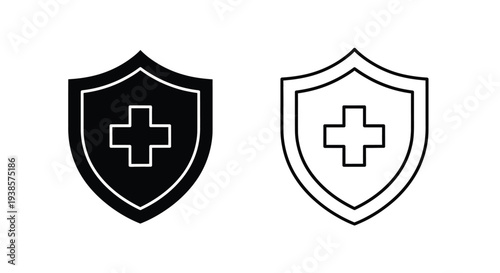 Modern shield medical icons set Vector