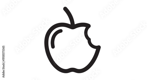 Simple vector graphic illustration of a classic bitten apple icon, perfect for various digital designs
