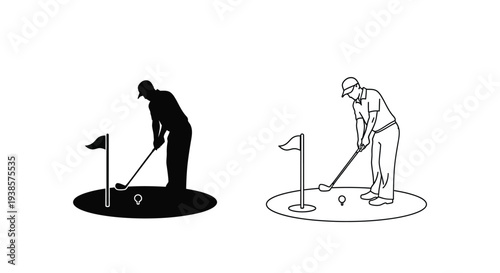 Golf putting techniques illustration Vector