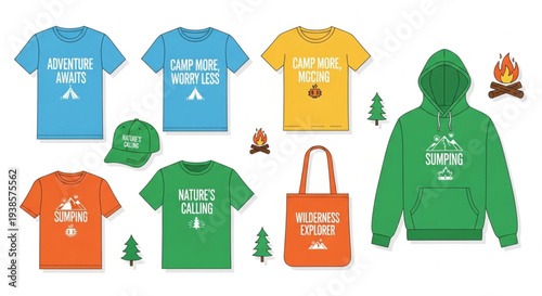 Camping Themed Apparel and Accessories Collection.