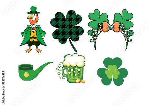 St patrick's day shamrock and leprechaun symbols