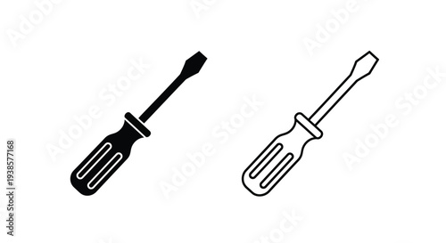 Screwdrivers set black and white Vector