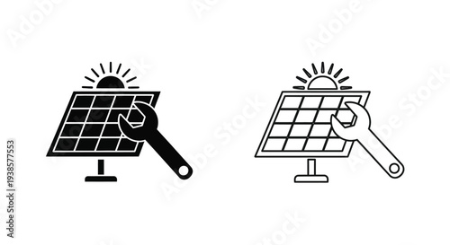 Solar panel repair & maintenance tools Vector
