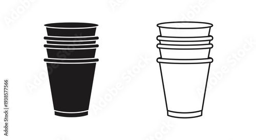 Minimalist stacked cups black white Vector