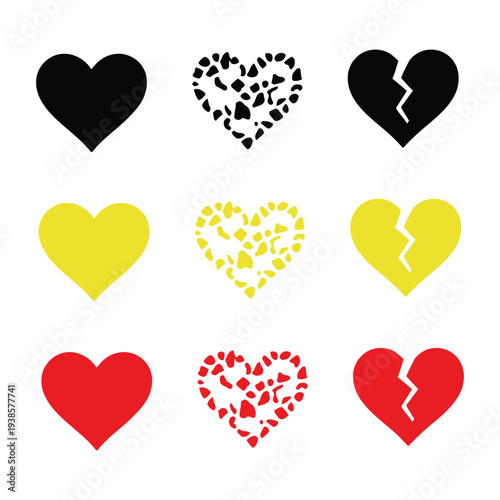 set of heart icons