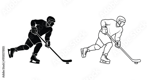 Ice hockey players action pose Vector