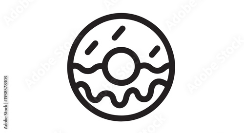 Minimalist donut vector graphic illustration featuring a round pastry with icing and sprinkles design