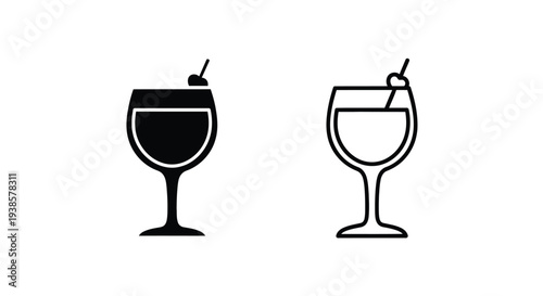 Wine glasses with umbrella drinks Vector