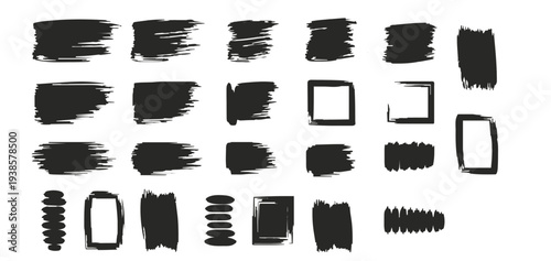 Collection of black brush stroke rectangles and frames