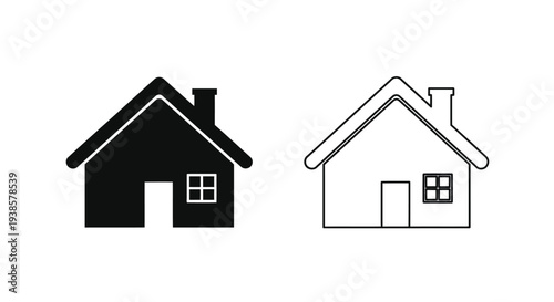 Minimalist house icons contrast Vector