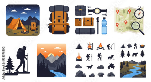 Camping and Hiking Gear Collection for Outdoor Adventures.