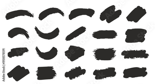 Collection of black brush strokes on white background