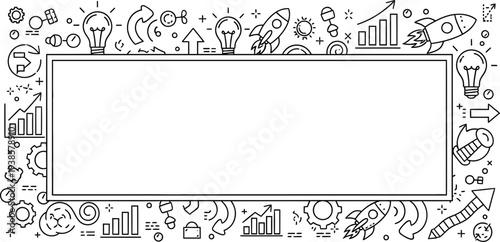 Business infographic template with creative startup symbols