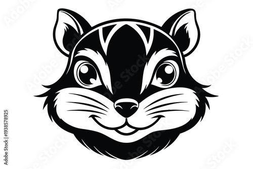 chipmunk head silhouette line art vector illustration with a white background