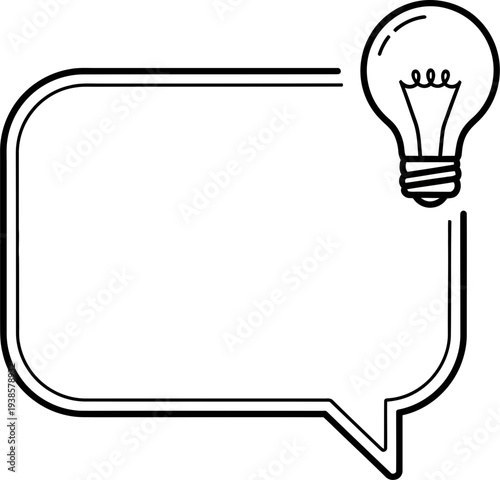 Creative idea lightbulb in speech bubble for innovative thinking
